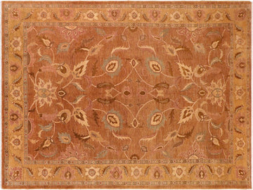 handmade Traditional Antique Brown Gold Hand Knotted RECTANGLE 100% WOOL area rug 10x14